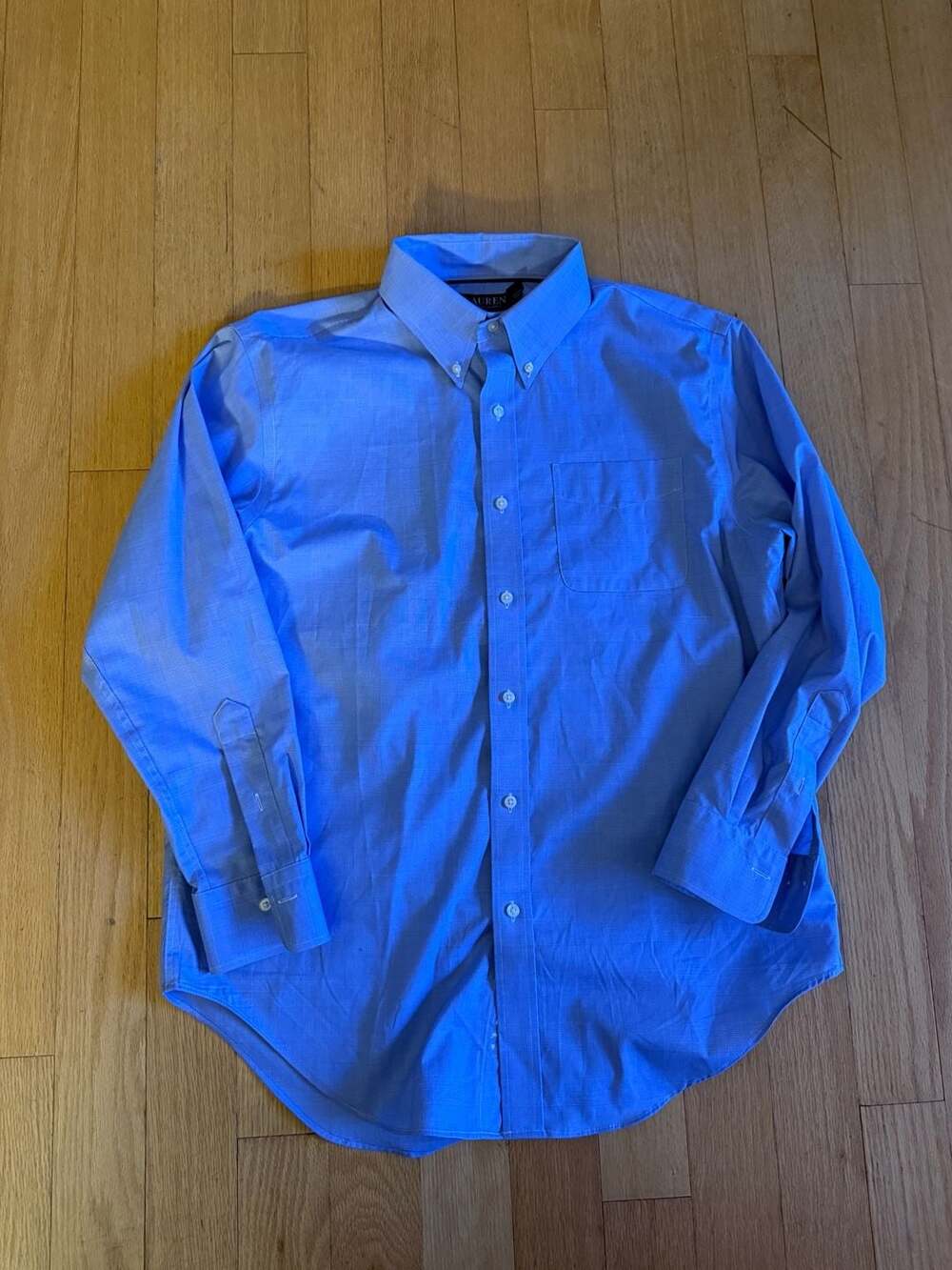 Lauren Ralph Lauren Classic Fit Stretch Non-Iron Blue Dress Shirt Size 16 32/33